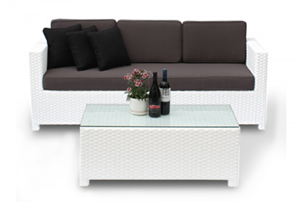 Luxury 3er Sofa weiss mit Coffee Table