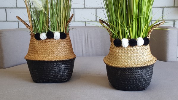 Decorative basket with pompoms