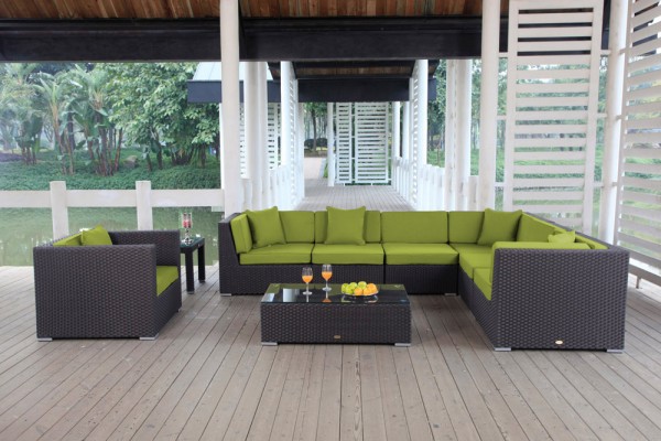 Tranquillo Rattan Lounge - cushion cover set lime