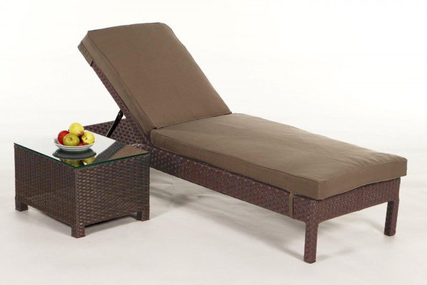 Adria Rattan lounger brown - cushion cover set sand brown