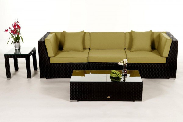 Bellaria Rattan Lounge black - cushion cover set lime