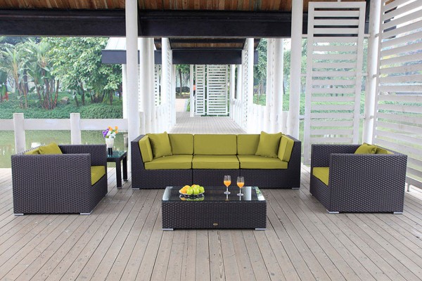 Cabana Rattan Lounge black - cushion cover set lime