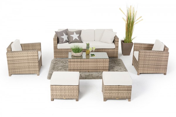 Luxury Deluxe Lounge 3er natural - Set di federe beige