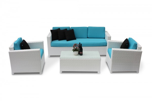 Luxury 3er Sofa white - cushion cover set turquoise