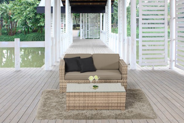 Luxury 2er Sofa natural mit Coffee Table