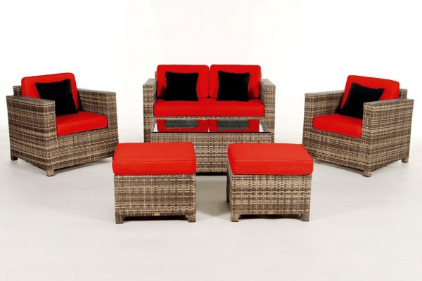 Luxury Deluxe Lounge natural Überzugsset rot