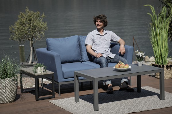 Galaxy 2-seat sofa bluestorm with coffee table