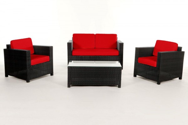 Luxury Rattan Lounge Housse Set rouge