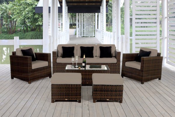 Luxury Deluxe 3er Lounge braun - Überzugset sandbraun