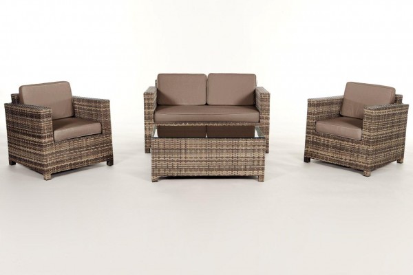 Luxury Rattan Lounge natural - cushion cover set sandbrown