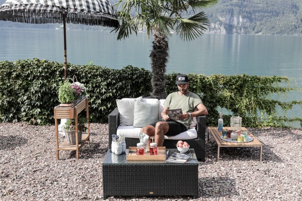 Luxury 2er Sofa schwarz mit Coffee Table
