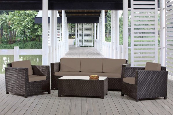 Luxury 3er Lounge schwarz - Überzugsset sandbraun