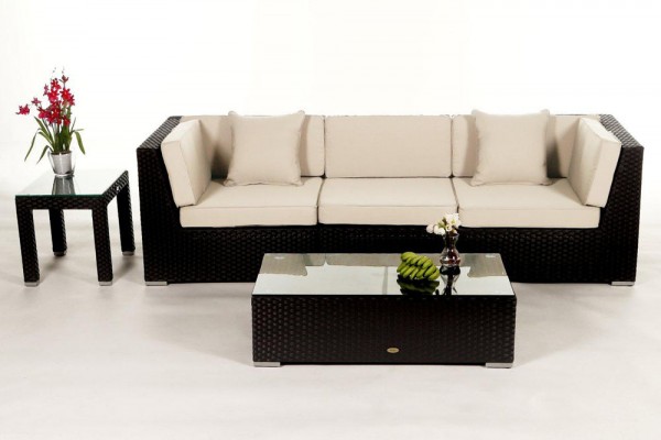 Bellaria Rattan Lounge black - Cushion Cover beige