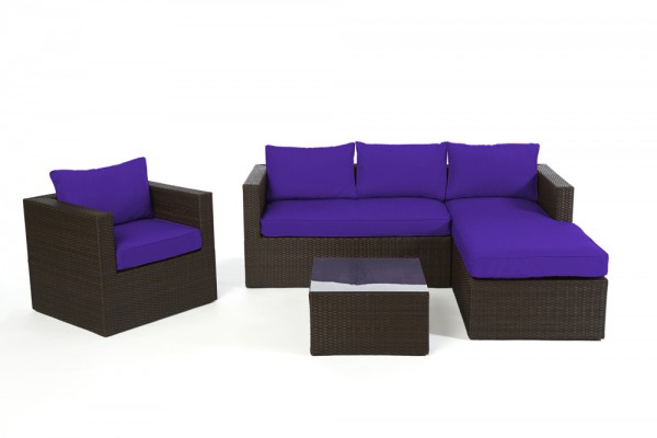 Brooklyn Rattan Lounge brown - cushion cover set violett