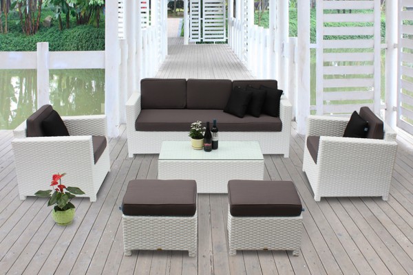 Luxury Deluxe Rattan Lounge 3er white