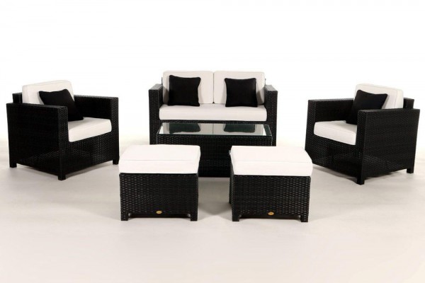 Luxury Deluxe Rattan Lounge - cushion cover set white