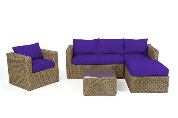 Brooklyn Rattan Lounge natural round - cushion cover set violet