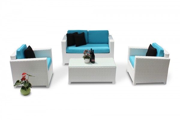 Luxury Rattan Lounge Housse Set turquoise