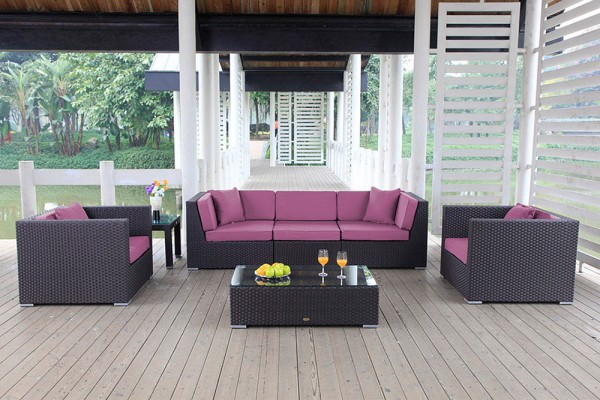 Cabana Rattan Lounge - Überzugset lila
