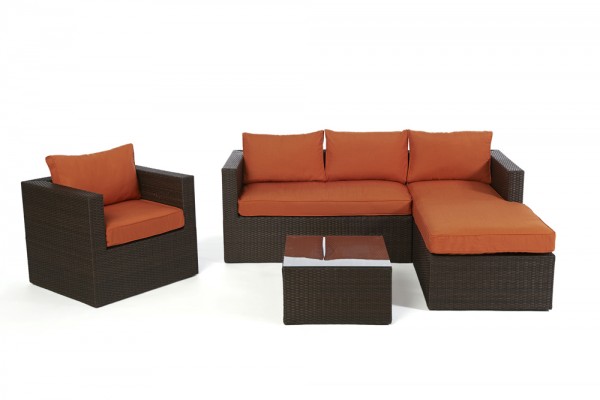 Brooklyn Rattan Lounge brown - cushion cover set orange